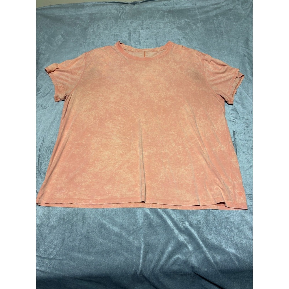 Lululemon Women Size 18 All Yours Orange Short Sleeve Shirt
